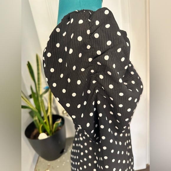 NWT Lulus Charmed and Classy Black Polka Dot Long Sleeve Midi Dress small - Picture 8 of 14